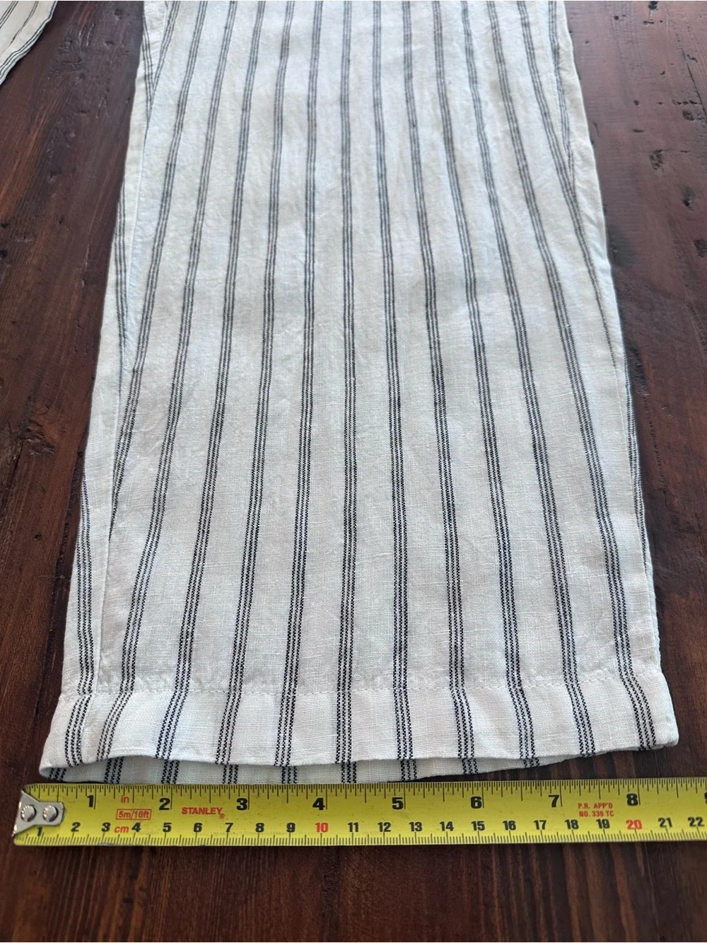 Quince 100% European Linen Pants Oatmeal Black Stripe Quiet Luxury Size Large